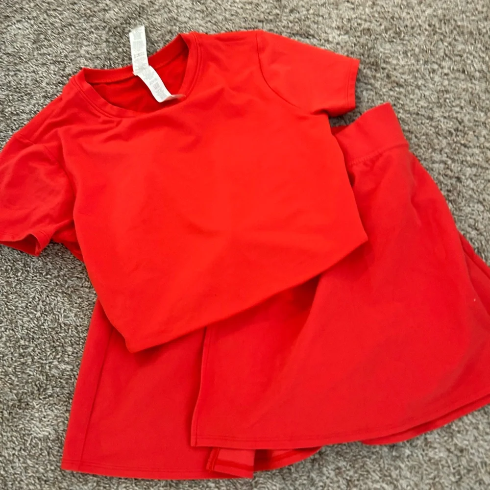 Red backspin skirt and tshirt